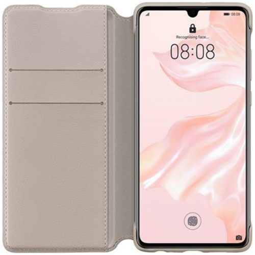 Husa Huawei Flip Wallet Cover 51992858 pentru Huawei P30, Khaki - imagine 3