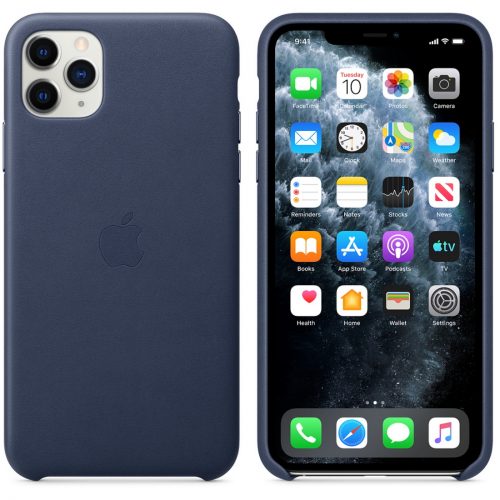 Capac protectie spate Apple Leather Case Midnight Blue pentru iPhone 11 Pro Max, MX0G2ZM/A - imagine 3