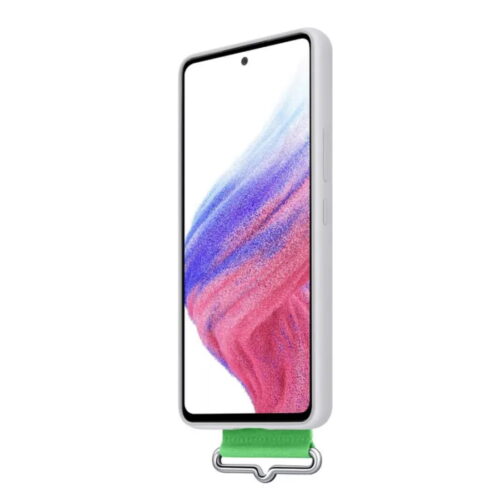 Capac protectie spate Samsung Silicone Cover with Strap pentru Galaxy A53 5G (A536), White - imagine 5