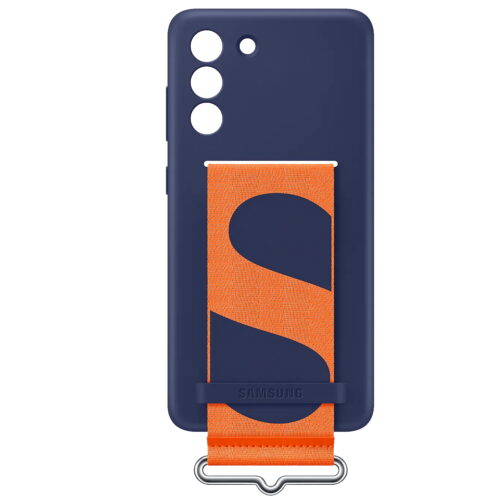 Capac protectie spate Samsung Silicon Cover pentru Galaxy S21 FE (G990), cu curea, Navy - imagine 3