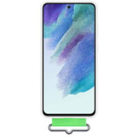 Capac protectie spate Samsung Silicon Cover pentru Galaxy S21 FE (G990), cu curea, White - imagine 2