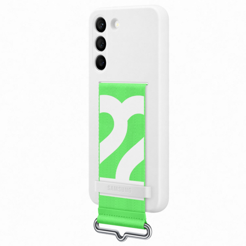 Capac protectie spate Samsung Silicone Cover with Strap pentru Galaxy S22 (S901), EF-GS901T White - imagine 6
