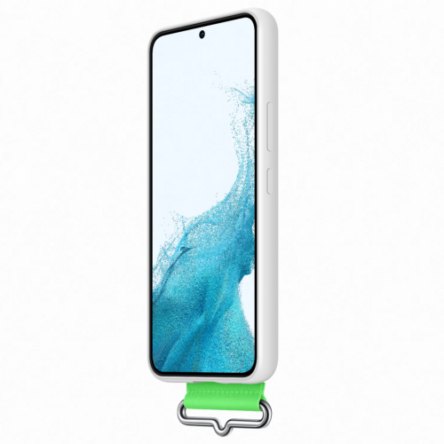 Capac protectie spate Samsung Silicone Cover with Strap pentru Galaxy S22 (S901), EF-GS901T White - imagine 5