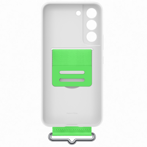 Capac protectie spate Samsung Silicone Cover with Strap pentru Galaxy S22 (S901), EF-GS901T White - imagine 4