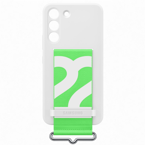Capac protectie spate Samsung Silicone Cover with Strap pentru Galaxy S22 (S901), EF-GS901T White - imagine 3