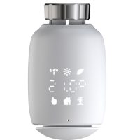 Cap termostatic inteligent pentru calorifer, Maxcom Zigbee SmartTherm 02, control aplicatie, Wi-Fi, White