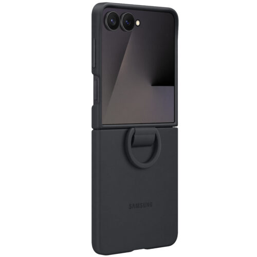 Capac protectie spate Samsung Galaxy Z Flip7 Ring Case (Silicone), Black - imagine 5