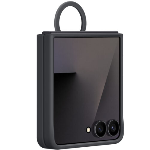 Capac protectie spate Samsung Galaxy Z Flip7 Ring Case (Silicone), Black - imagine 4