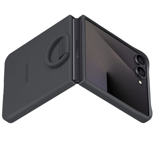 Capac protectie spate Samsung Galaxy Z Flip7 Ring Case (Silicone), Black - imagine 6