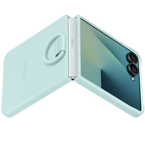 Capac protectie spate Samsung Galaxy Z Flip7 Ring Case (Silicone), Mint - imagine 5