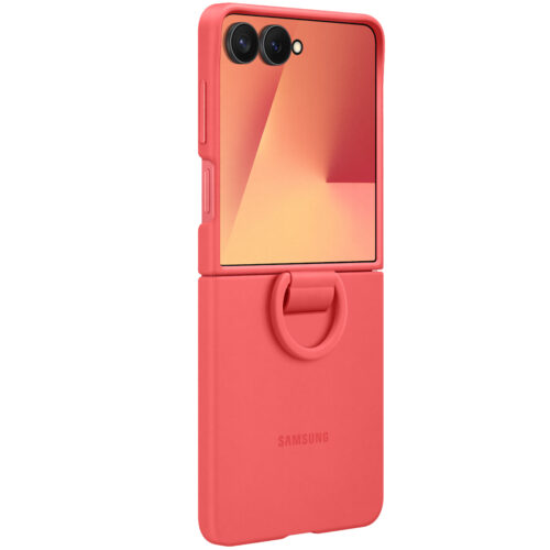 Capac protectie spate Samsung Galaxy Z Flip7 Ring Case (Silicone), Red - imagine 6