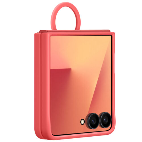 Capac protectie spate Samsung Galaxy Z Flip7 Ring Case (Silicone), Red - imagine 4