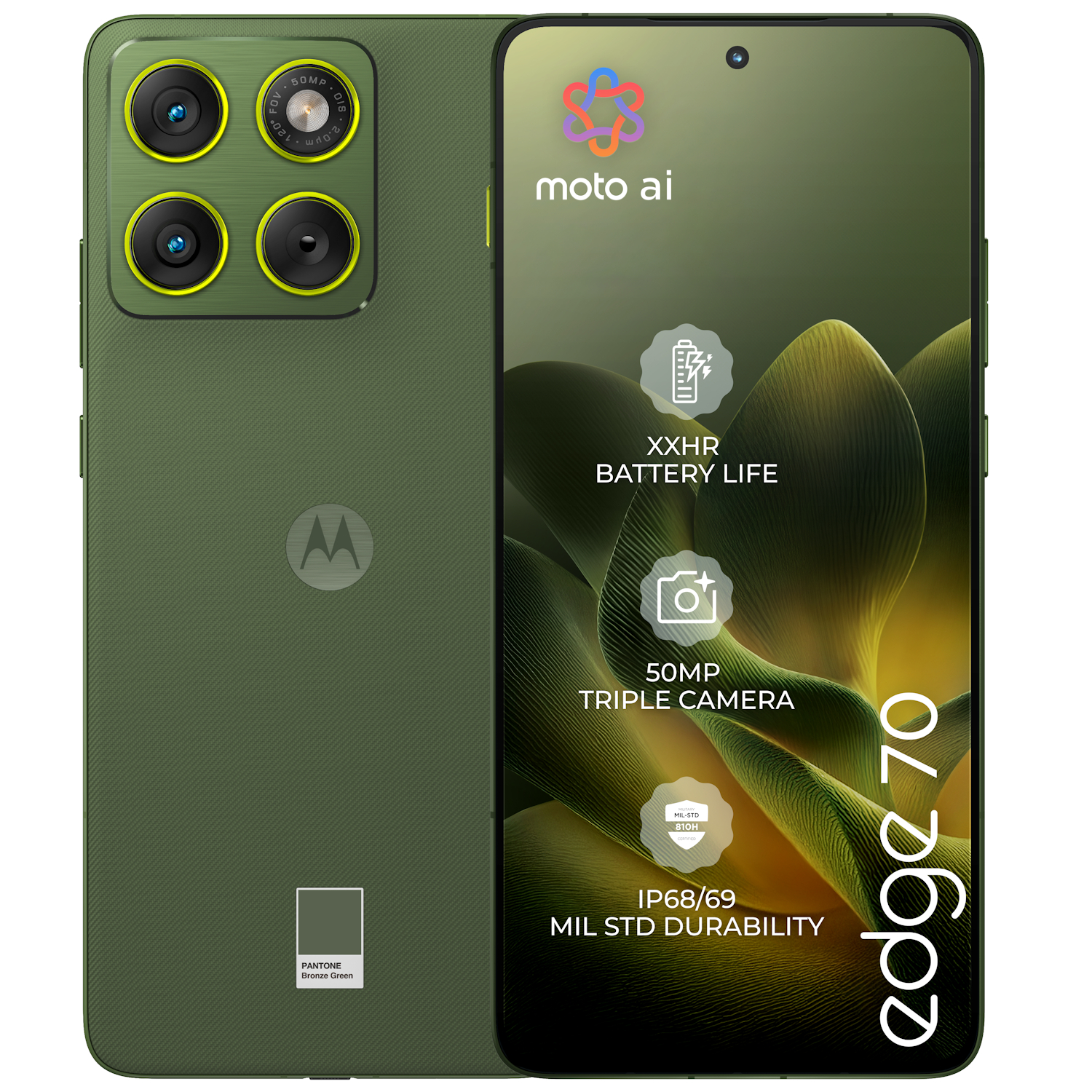 Telefon mobil Dual SIM Motorola Edge 70, 5G, Octa Core 2.8 GHz, 512 GB + 12 GB RAM, PANTONE Bronze Green - imagine 4