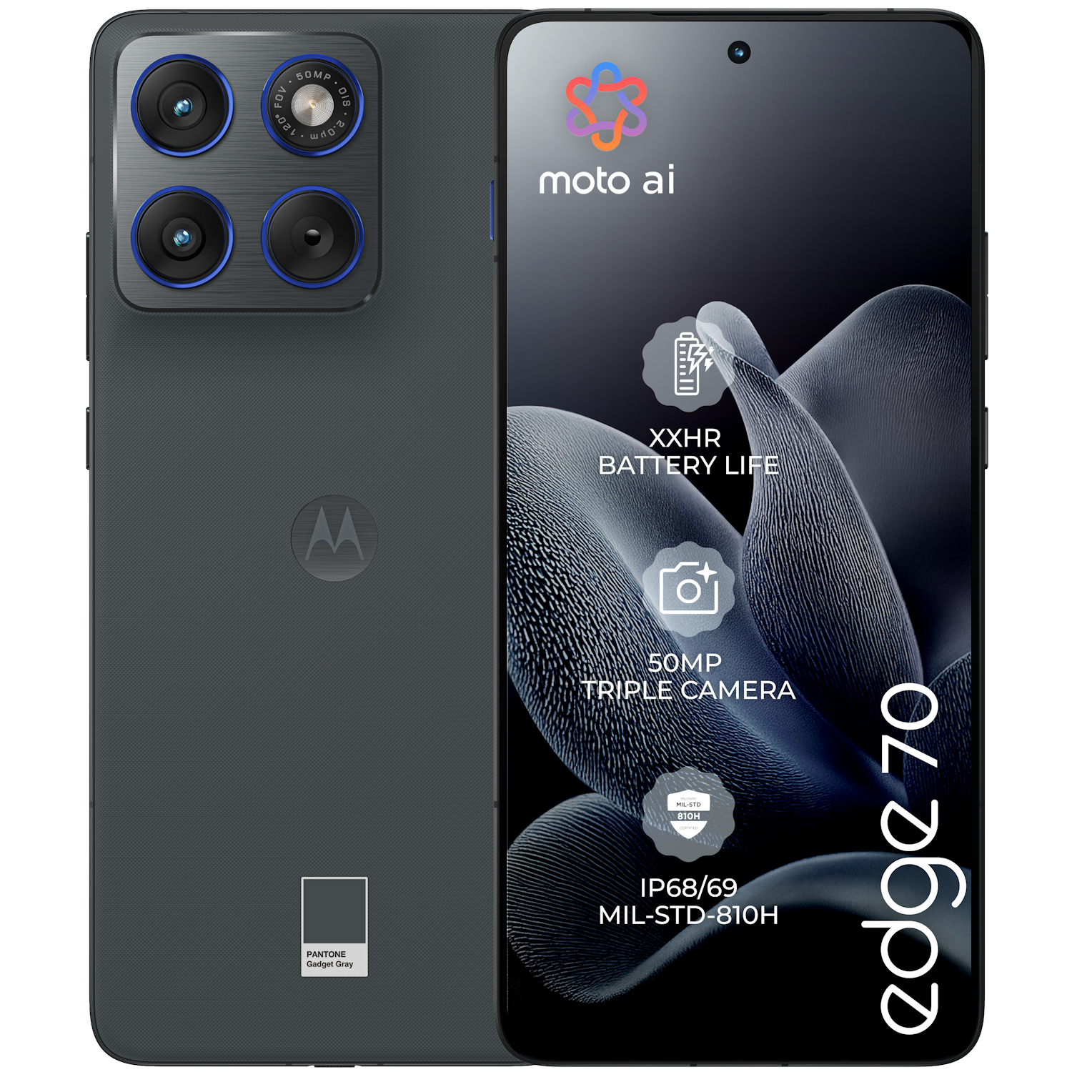 Telefon mobil Dual SIM Motorola Edge 70, 5G, Octa Core 2.8 GHz, 512 GB + 12 GB RAM, PANTONE Gadget Grey - imagine 4