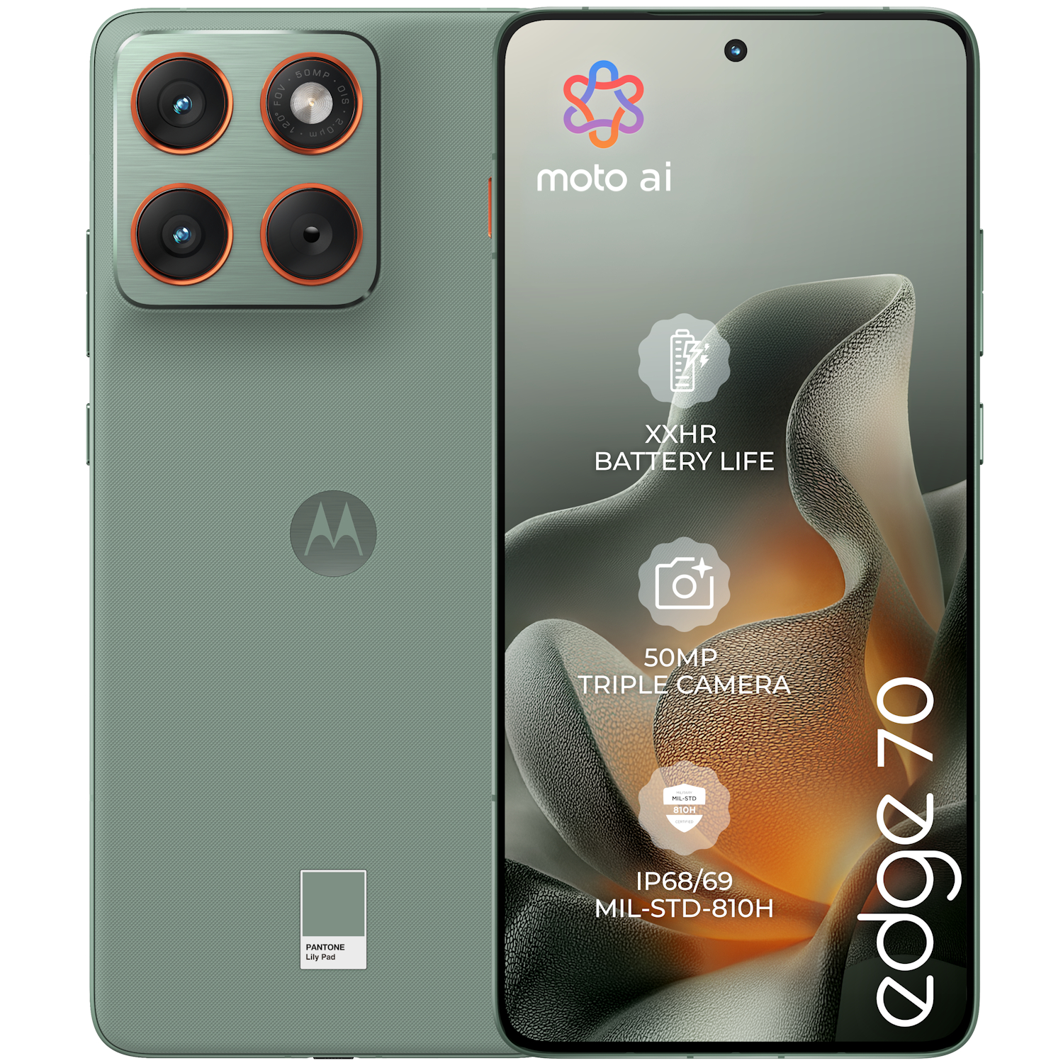 Telefon mobil Dual SIM Motorola Edge 70, 5G, Octa Core 2.8 GHz, 512 GB + 12 GB RAM, PANTONE Lily Pad - imagine 4