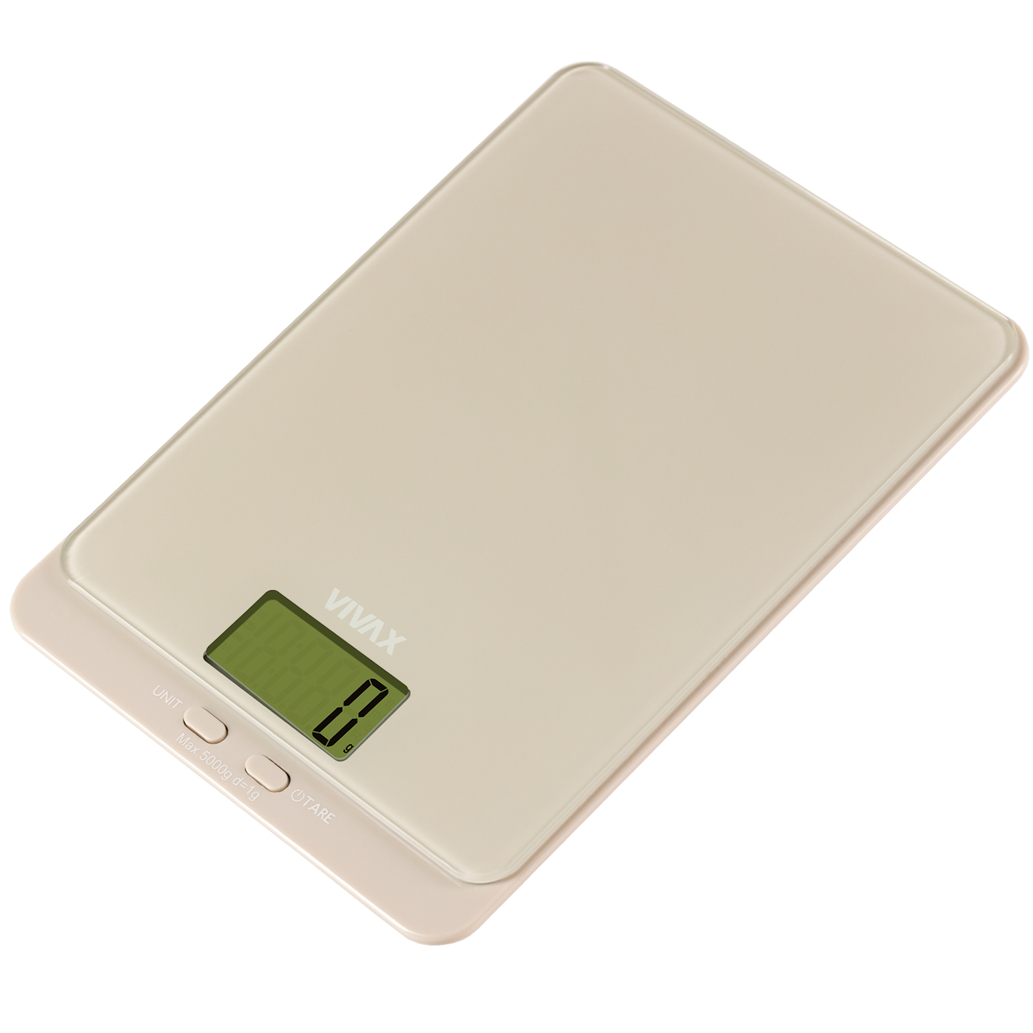 Cantar de bucatarie VIVAX KS-502G, ecran digital, sticla securizata, Lunar Bej