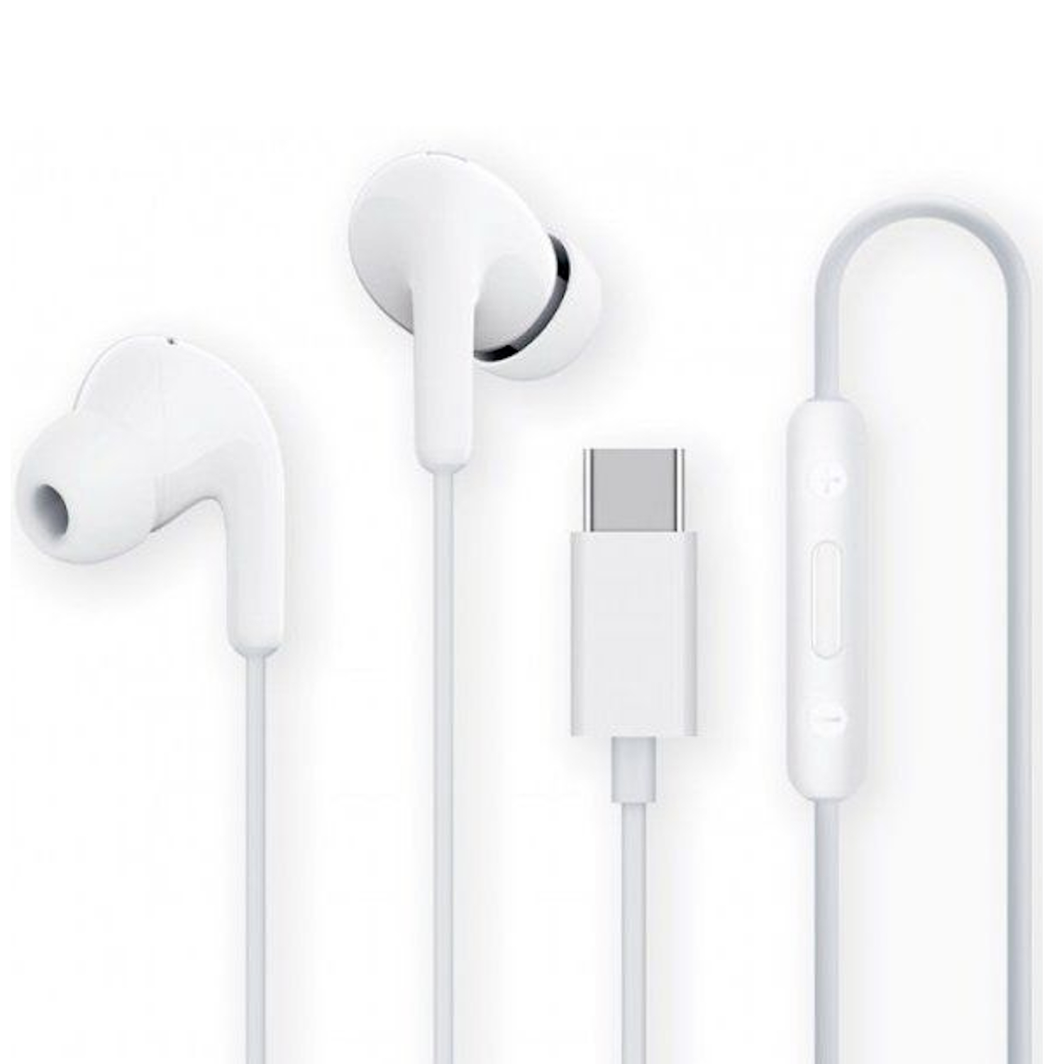 Casca cu fir stereo Xiaomi Type-C Earphones, cablu 1.25 m, microfon, Control pe fir, White