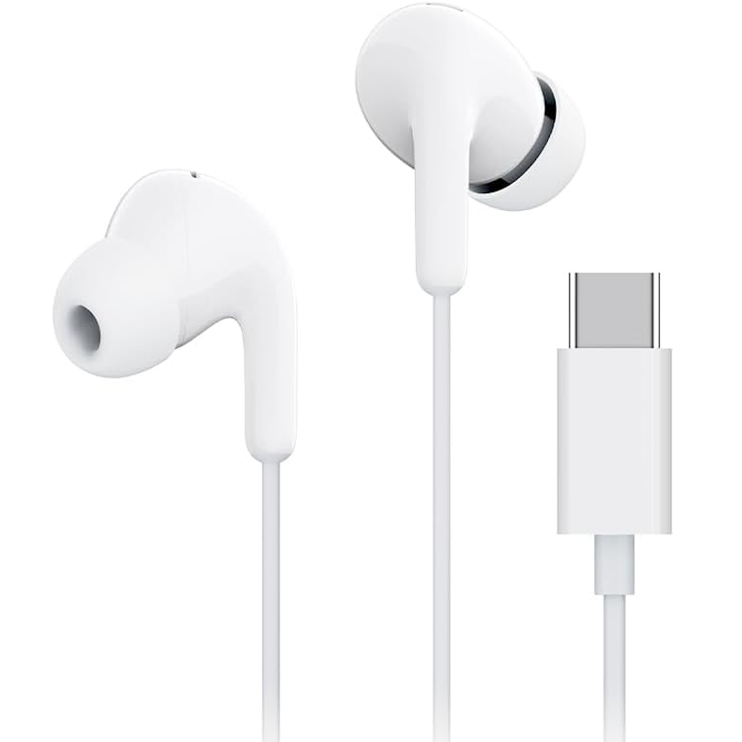 Casca cu fir stereo Xiaomi Type-C Earphones, cablu 1.25 m, microfon, Control pe fir, White - imagine 2