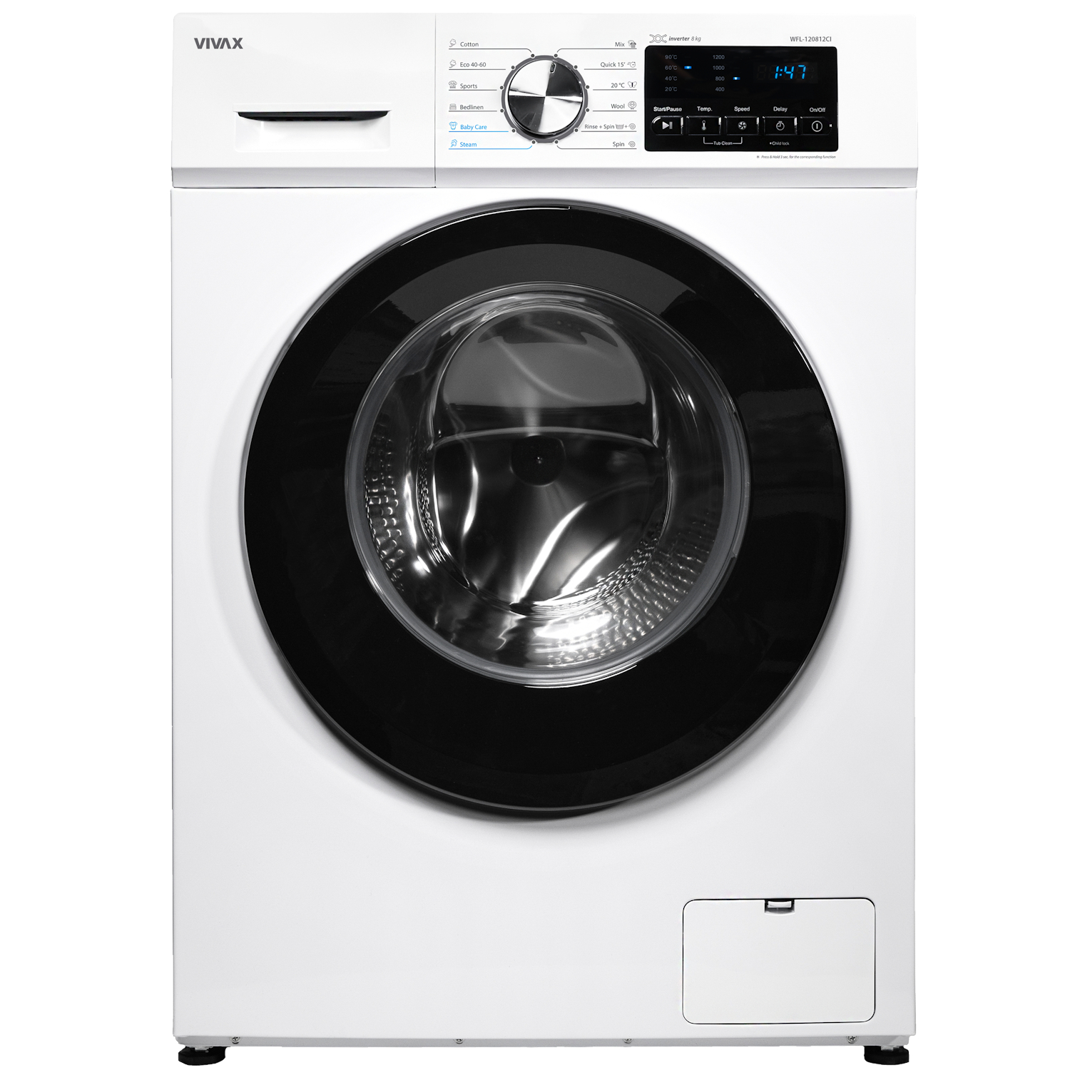 Masina de spalat rufe VIVAX WFL-120712CI, 7kg, 1200 RPM, Motor Inverter, Clasa A, 12 Programe, Alb - imagine 3