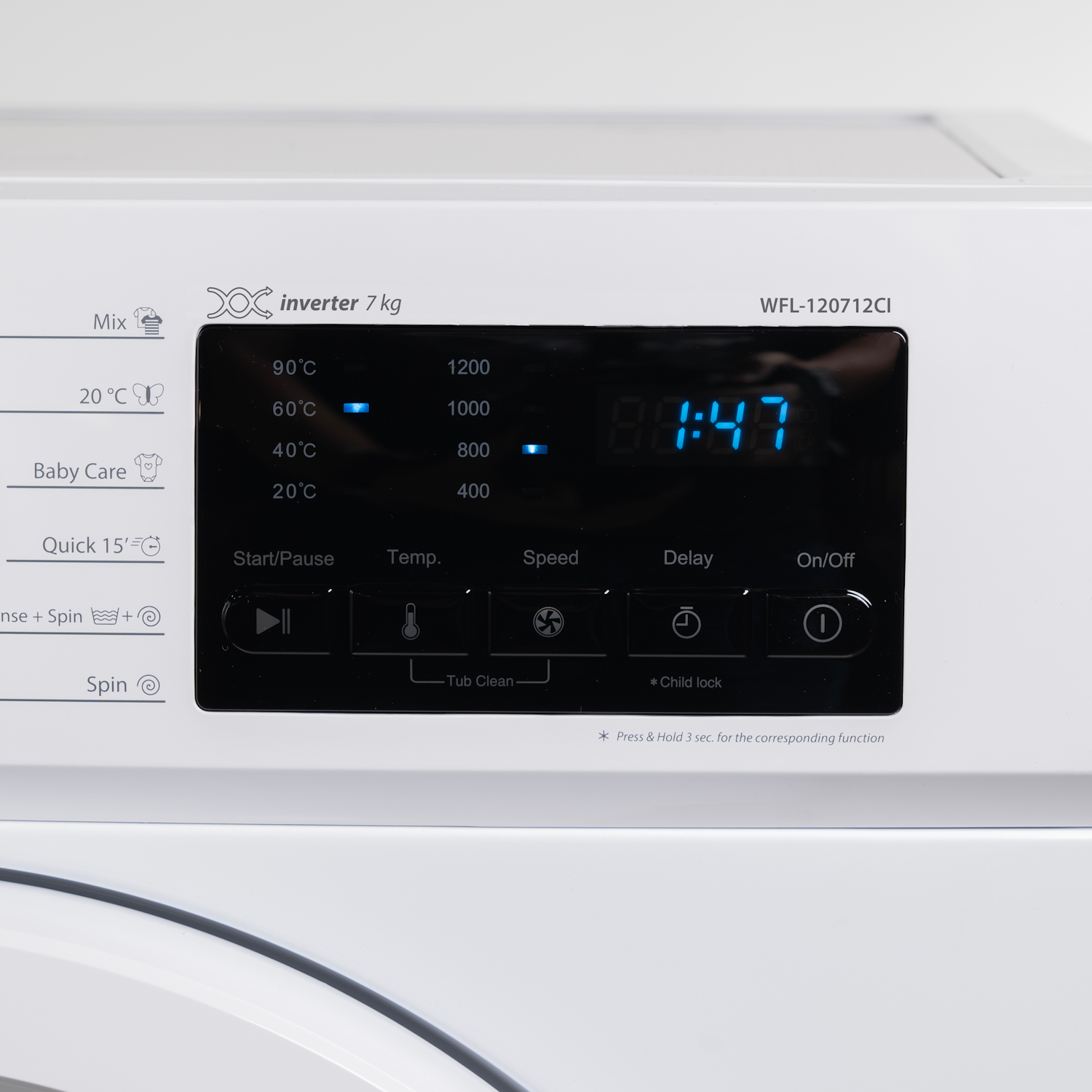 Masina de spalat rufe VIVAX WFL-120712CI, 7kg, 1200 RPM, Motor Inverter, Clasa A, 12 Programe, Alb - imagine 6