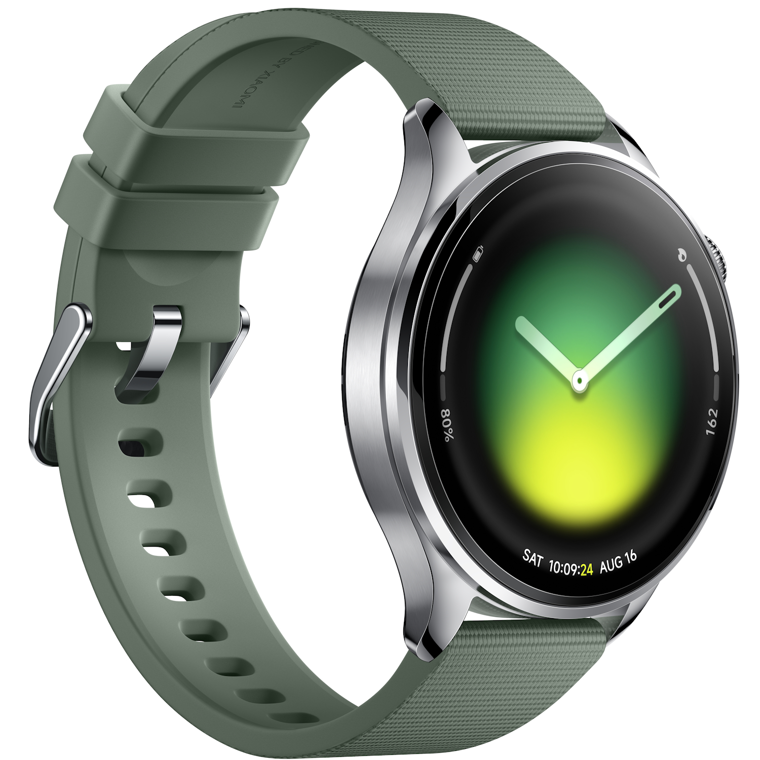 Smartwatch Xiaomi Watch 5 Silver, Bluetooth, Fluoroelastomer Band - Juniper Green - imagine 6