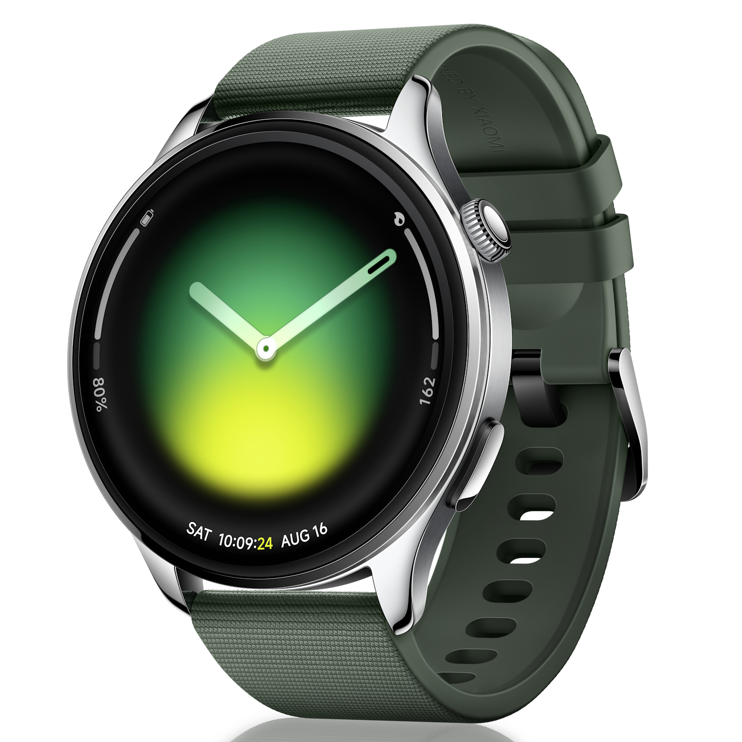 Smartwatch Xiaomi Watch 5 Silver, Bluetooth, Fluoroelastomer Band - Juniper Green - imagine 8