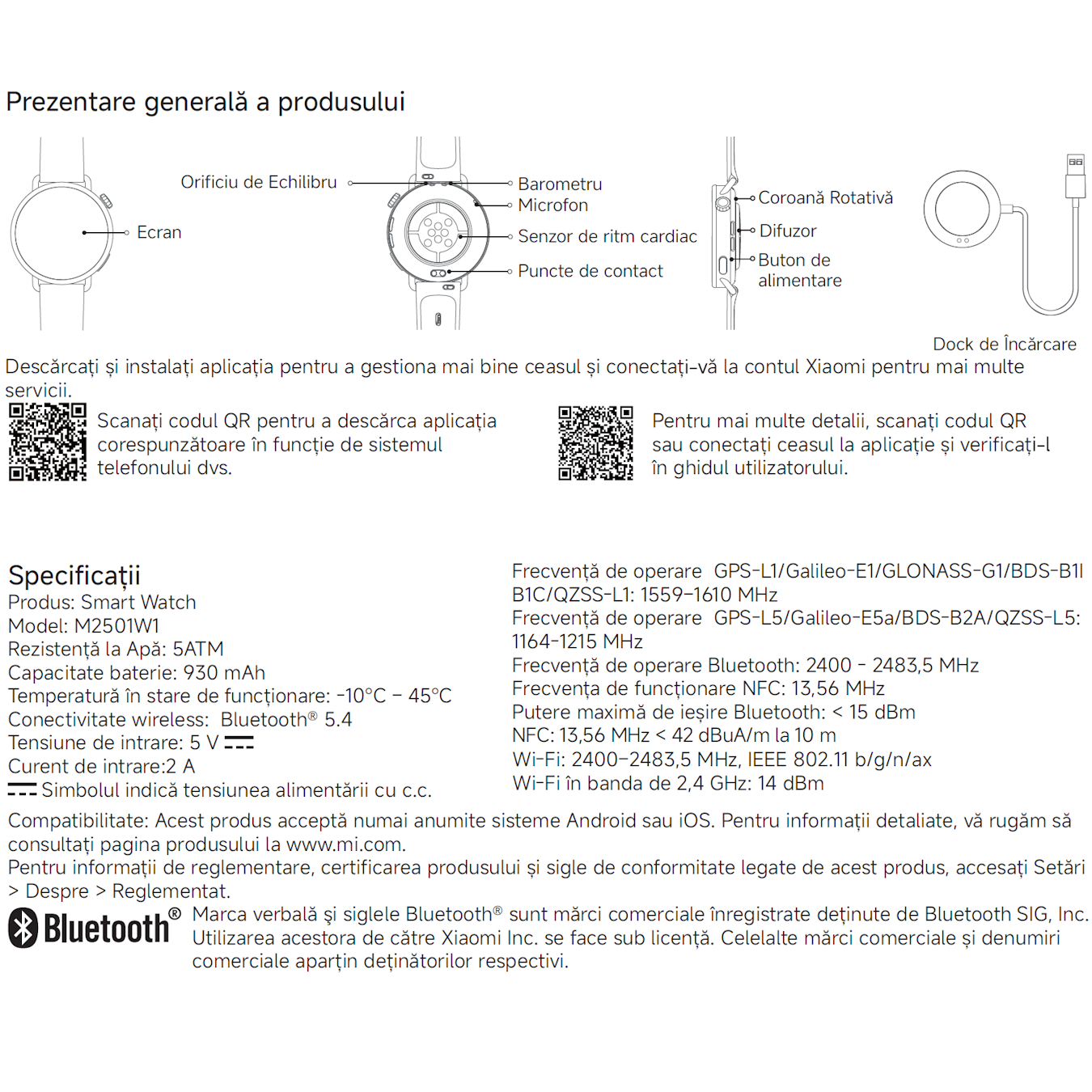 Smartwatch Xiaomi Watch 5 Black, Bluetooth, Fluoroelastomer Band - Black - imagine 10