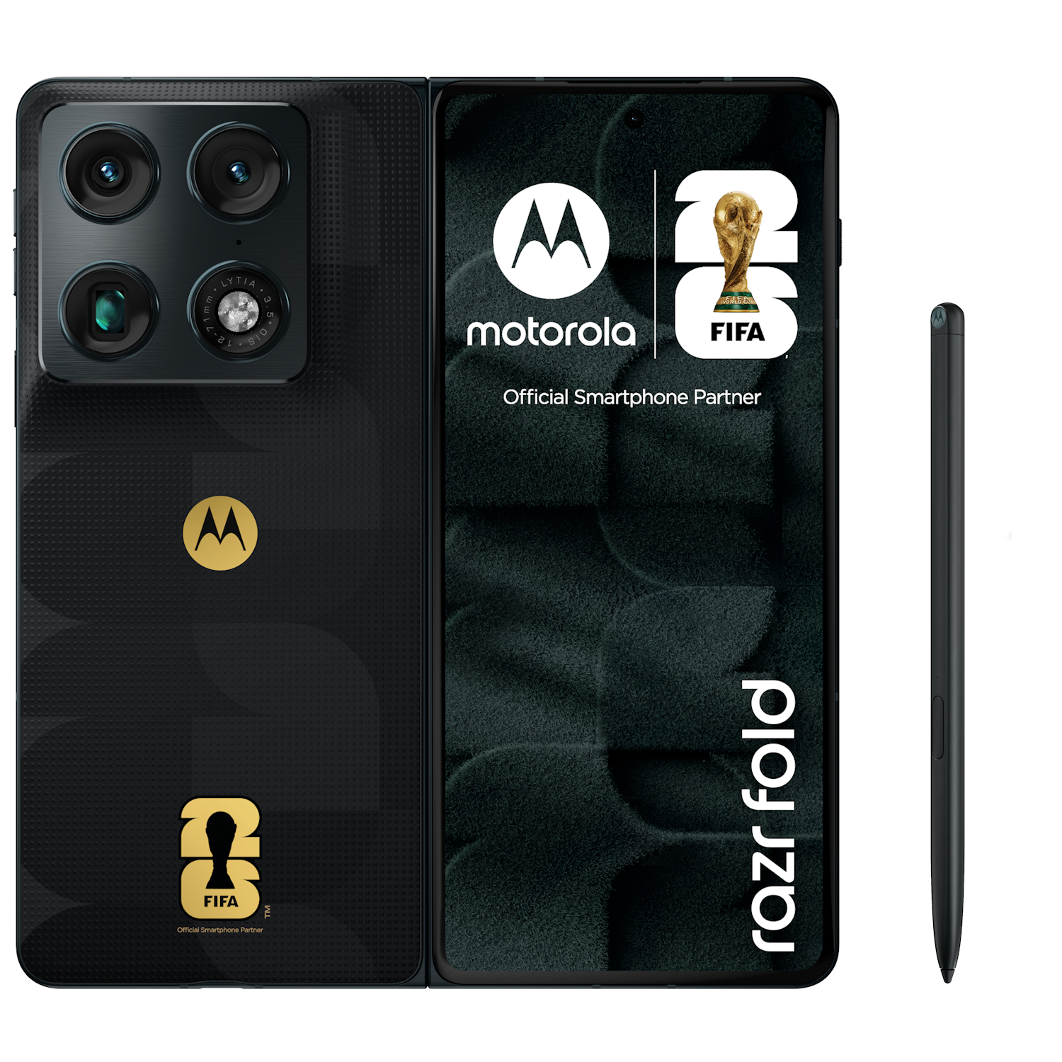 Telefon mobil Motorola Razr Fold FIFA World Cup 26 Edition, 5G, Octa Core 3.8 GHz, 512 GB + 16 GB RAM, 6000 mAh, PANTONE Blackened Blue