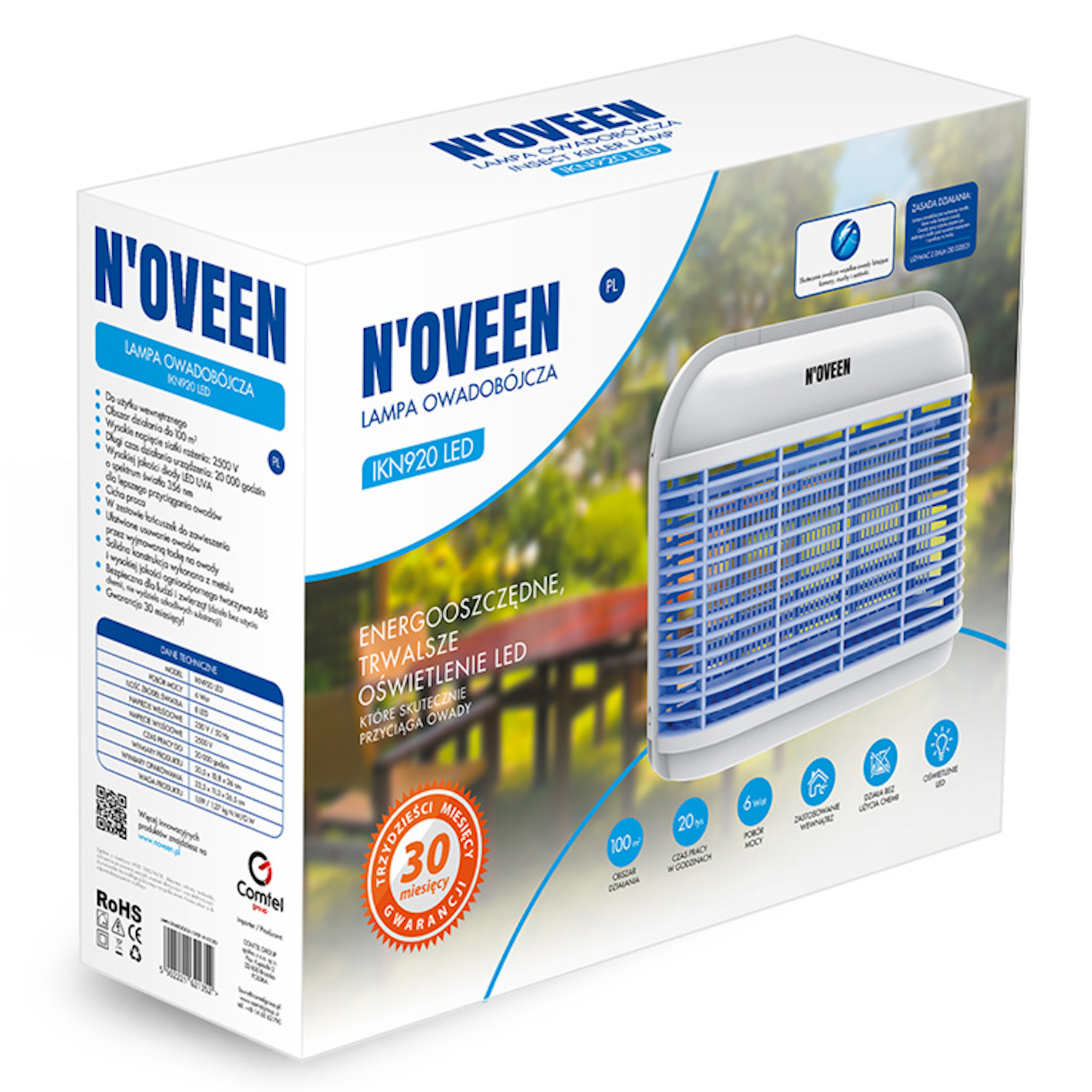 Lampa electrica anti-insecte Noveen Insect killer lamp IKN920 LED, 6 W, 2500 V, Alb - imagine 8