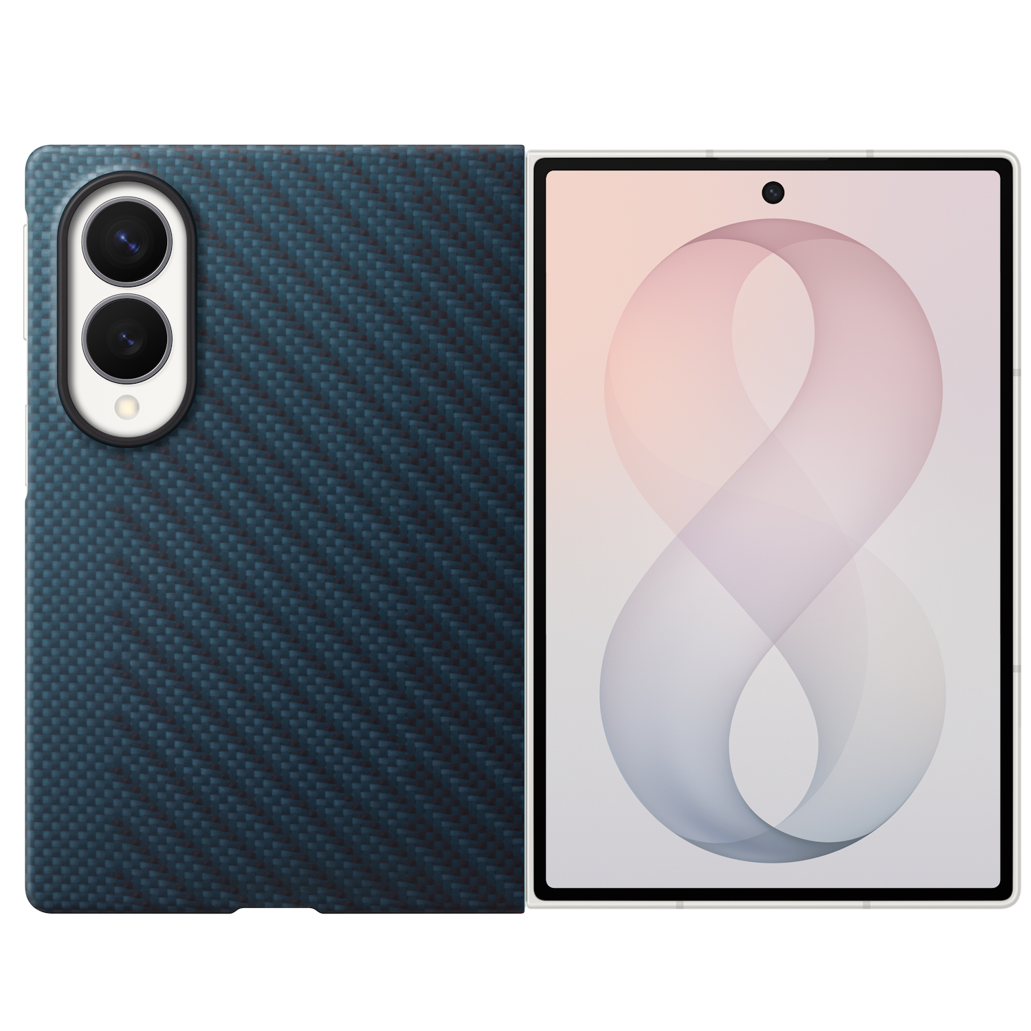 Capac protectie spate Samsung Carbon Magnet Case pentru Galaxy Z Fold8, Blue