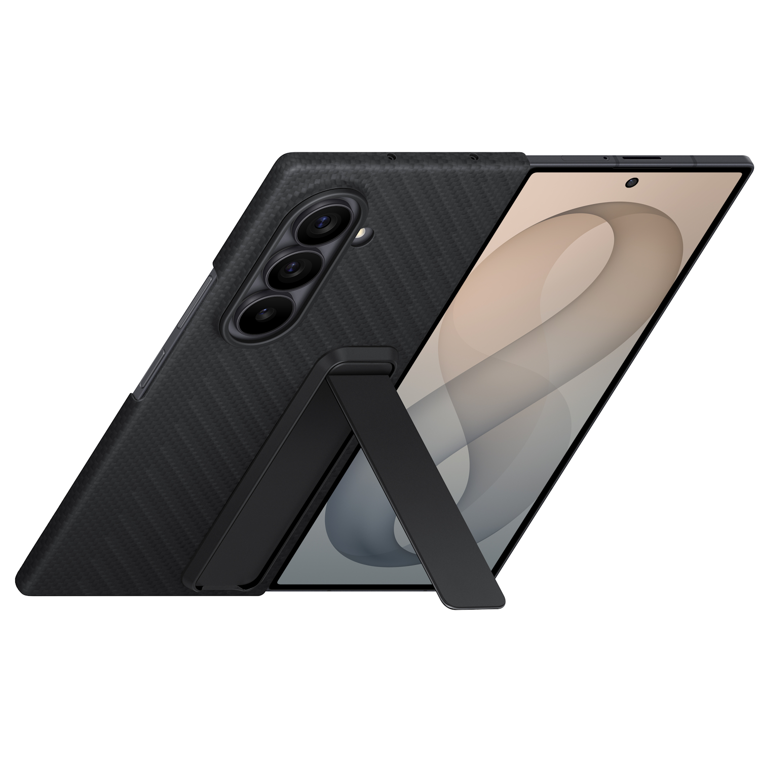 Capac protectie spate Samsung Carbon Standing Case pentru Galaxy Z Fold8 Ultra, Black - imagine 5