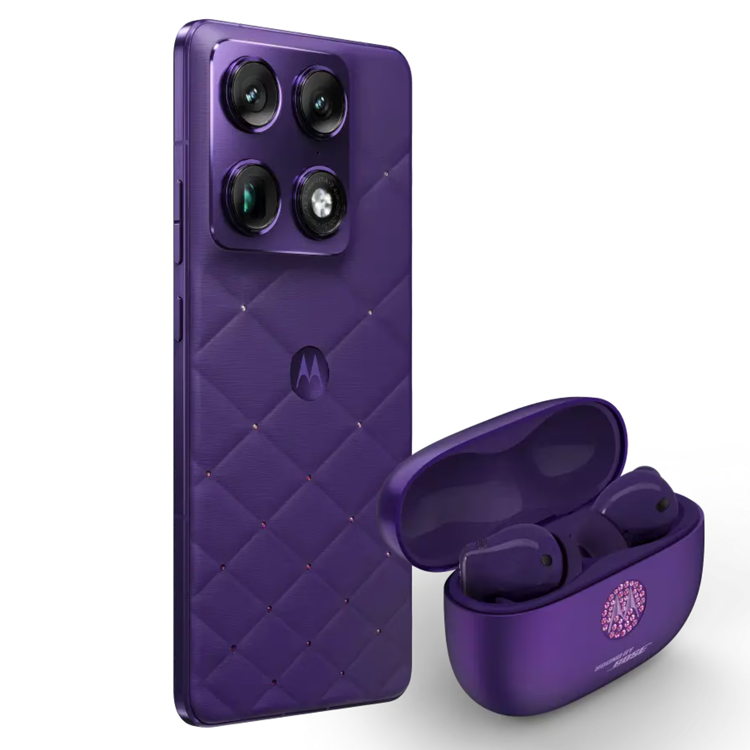 Telefon mobil Dual SIM Motorola Signature, 5G, Octa Core 3.8 GHz, 512 GB + 16 GB RAM, Swarovski Edition PANTONE Violet Indigo + moto buds 2 plus - imagine 2