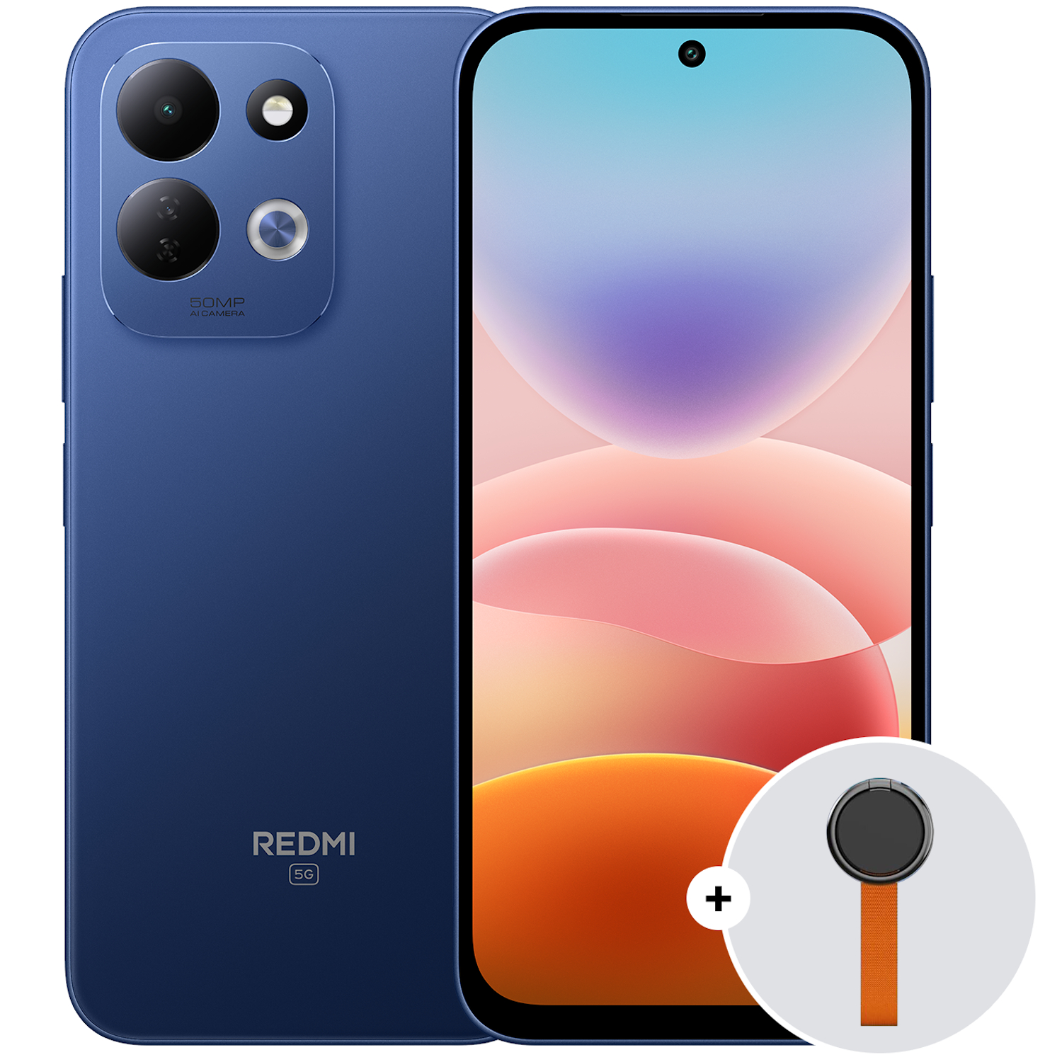 Telefon mobil Dual SIM Xiaomi REDMI 17 5G, Octa Core 2.4 GHz, 128 GB + 4 GB RAM, Deep Blue + Woven Strap Ring Stand