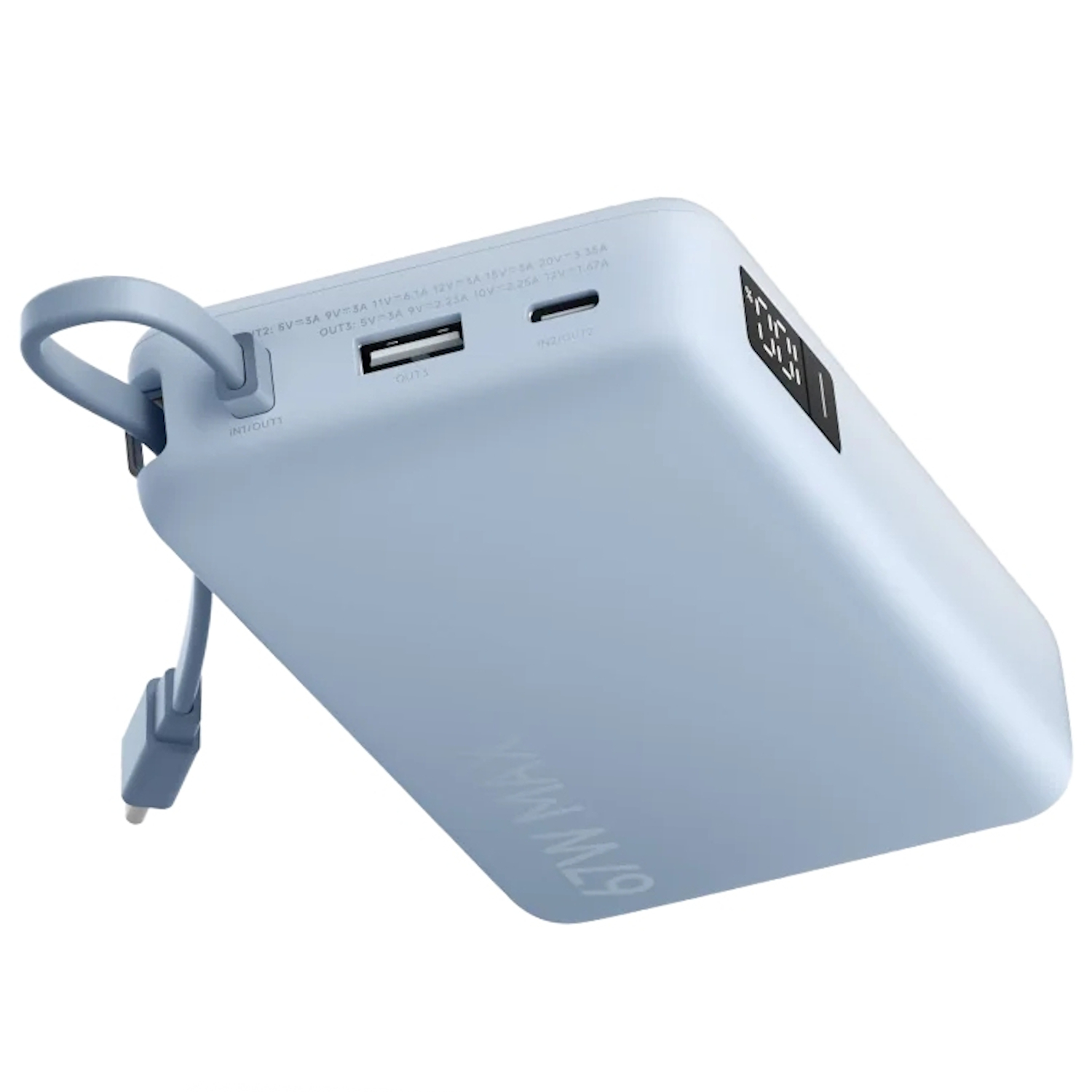 Incarcator portabil universal Xiaomi 67W 20000mAh, cablu integrat USB Type-C, Ice Blue - imagine 3